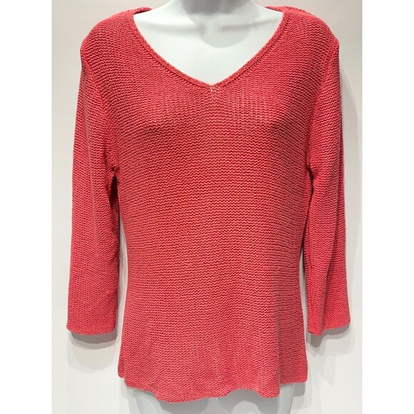 Eileen Fisher 100% Silk Sweater Pink 3/4 Sleeve Spring Women's Size Large Petite - Picture 1 of 12
